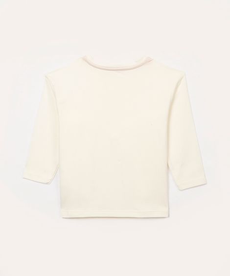 blusa de algodão infantil com laço off white
