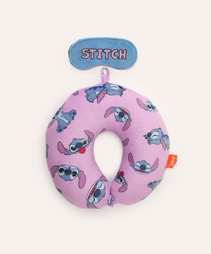 apoio de pescoço com máscara de dormir stitch lilás