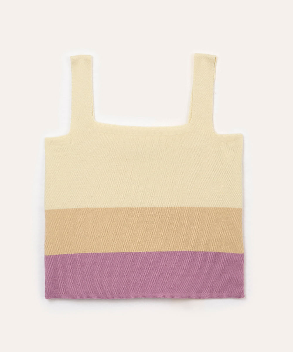 cropped de tricot infantil listrado colorido