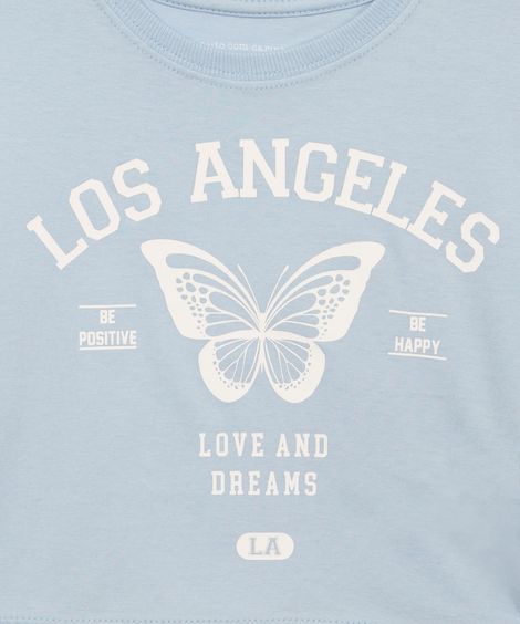 blusa de algodão infantil los angeles  com tela azul claro