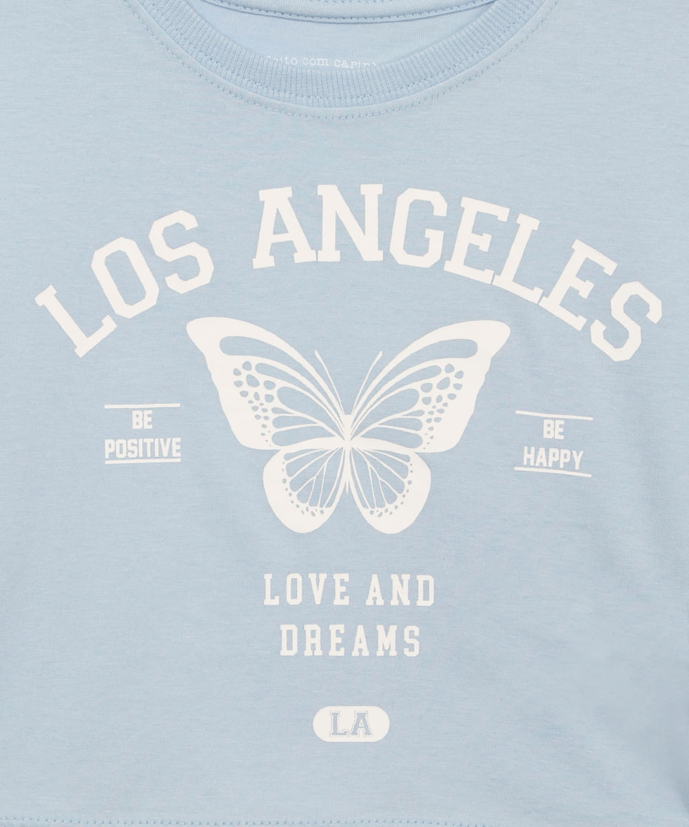 blusa de algodão infantil los angeles  com tela azul claro