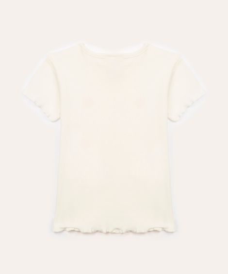 blusa de algodão infantil coração off white
