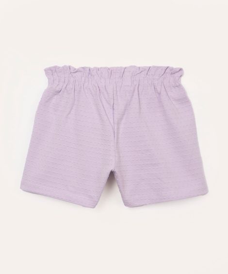 short de algodão infantil texturizado lilás