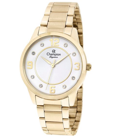 relógio feminino analógico champion cn24119w dourado