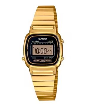 relogio unissex digital casio la670wga-1df dourado