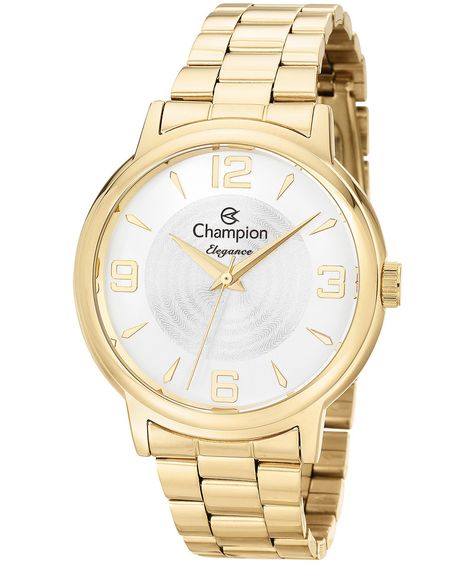 relógio analógico feminino champion cn26126w dourado