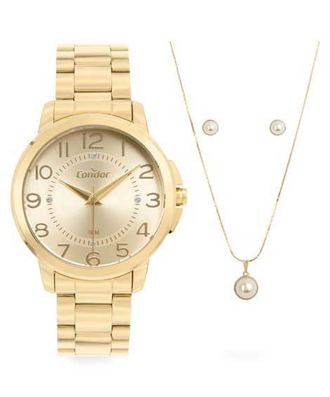 relógio analógico feminino condor co2035nay-k4d dourado