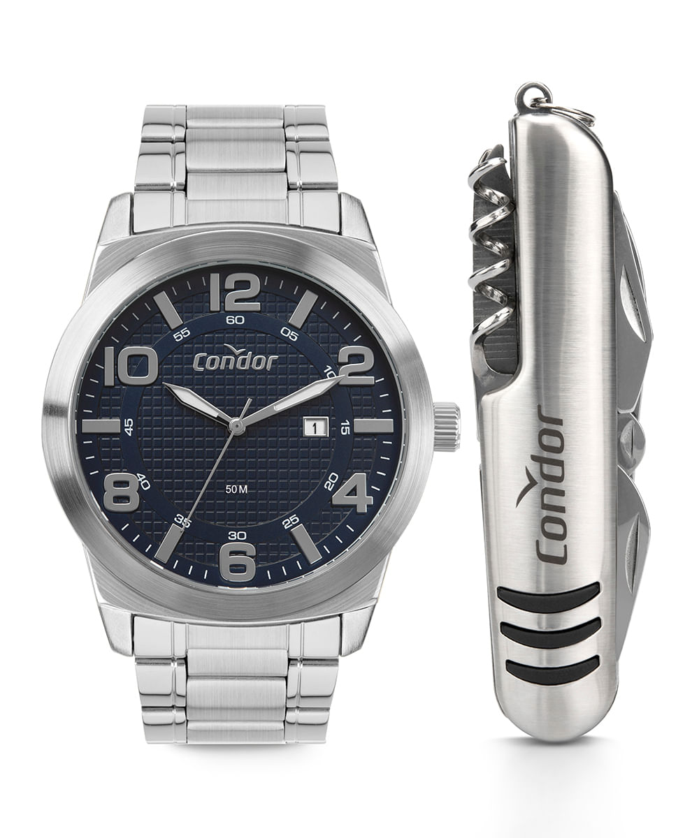 relógio analógico masculino condor co2117ad-k4a prateado