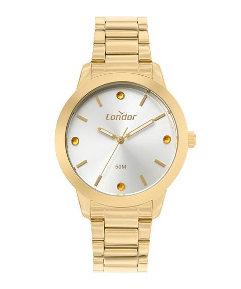 relógio analógico feminino condor co2036mwx-k4k dourado