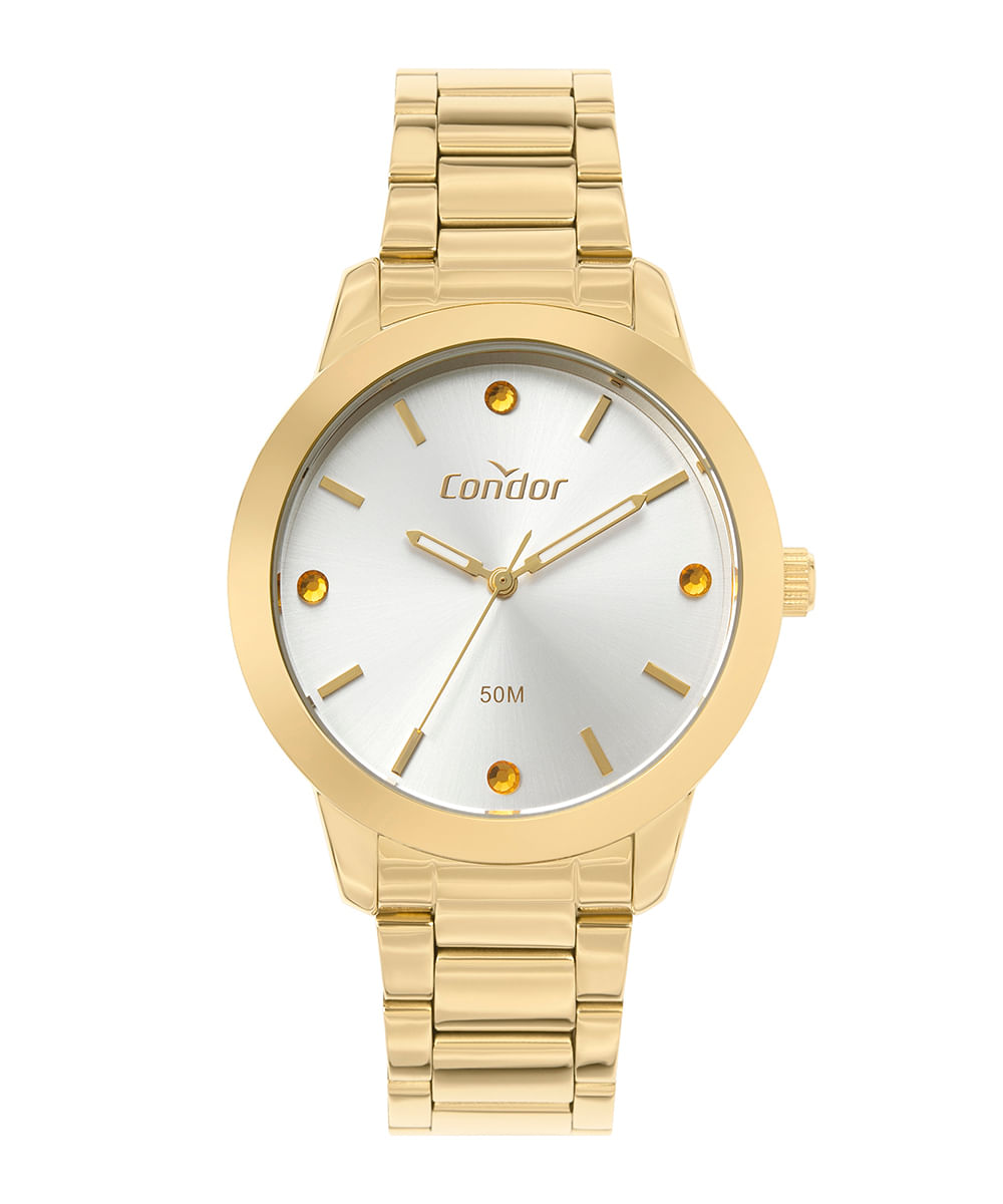 relógio analógico feminino condor co2036mwx-k4k dourado