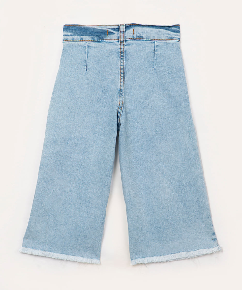 calça jeans wide leg infantil azul claro