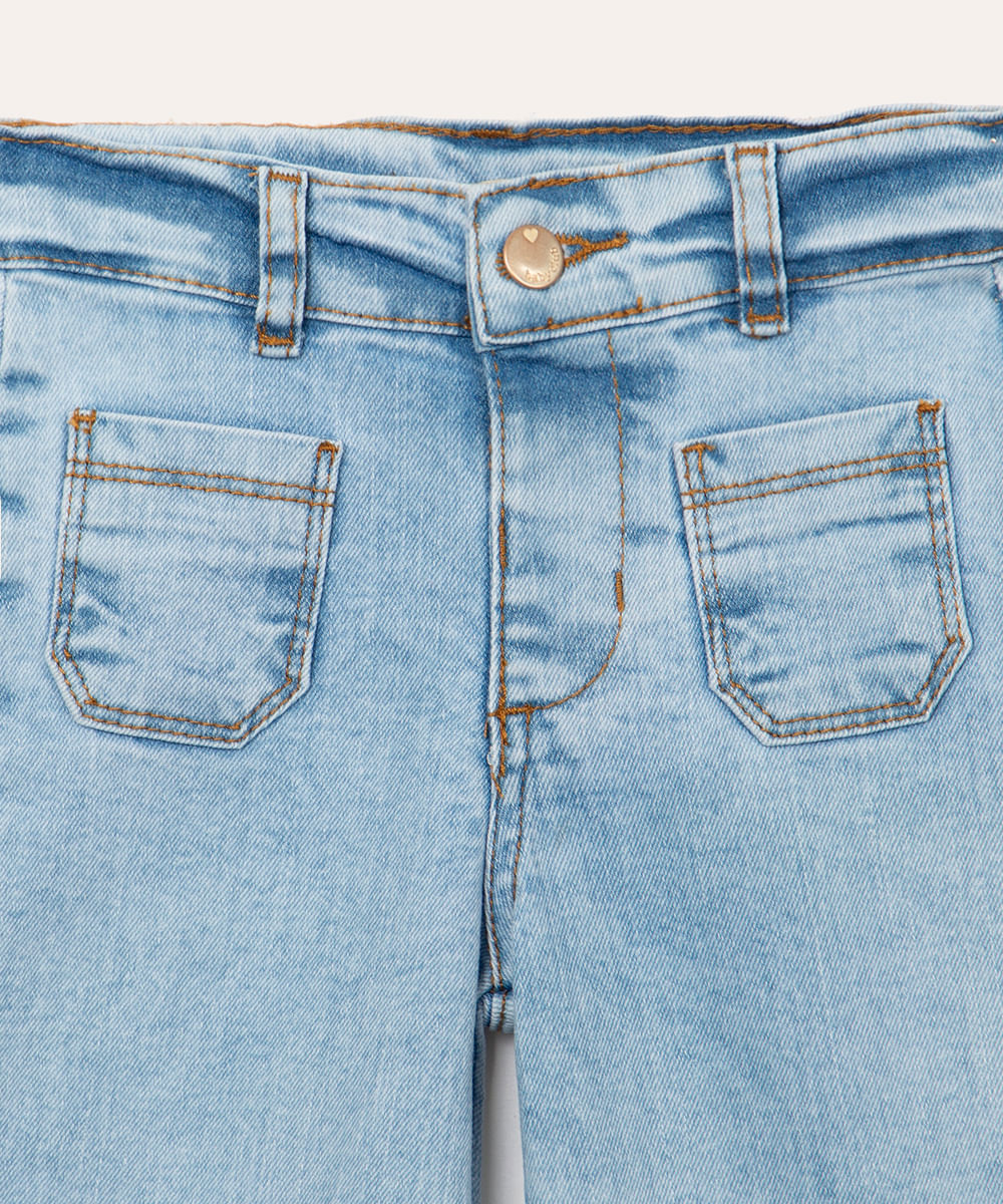 calça jeans wide leg infantil azul claro