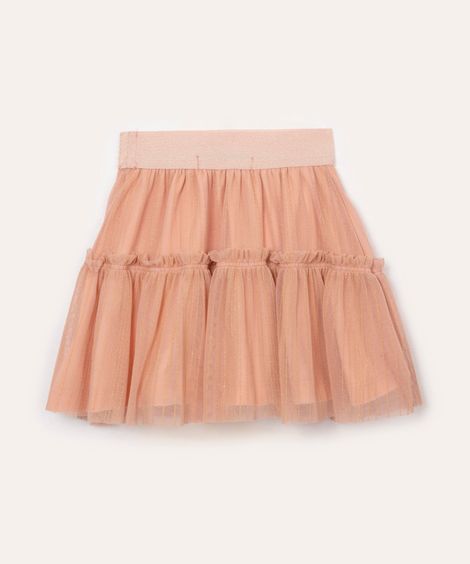 saia de tule infantil com brilho rosa