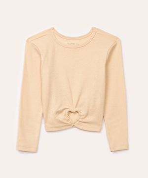 blusa de algodão infantil com brilho bege