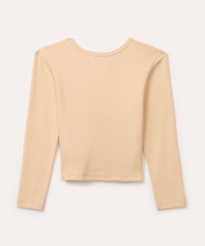 blusa de algodão infantil com brilho bege