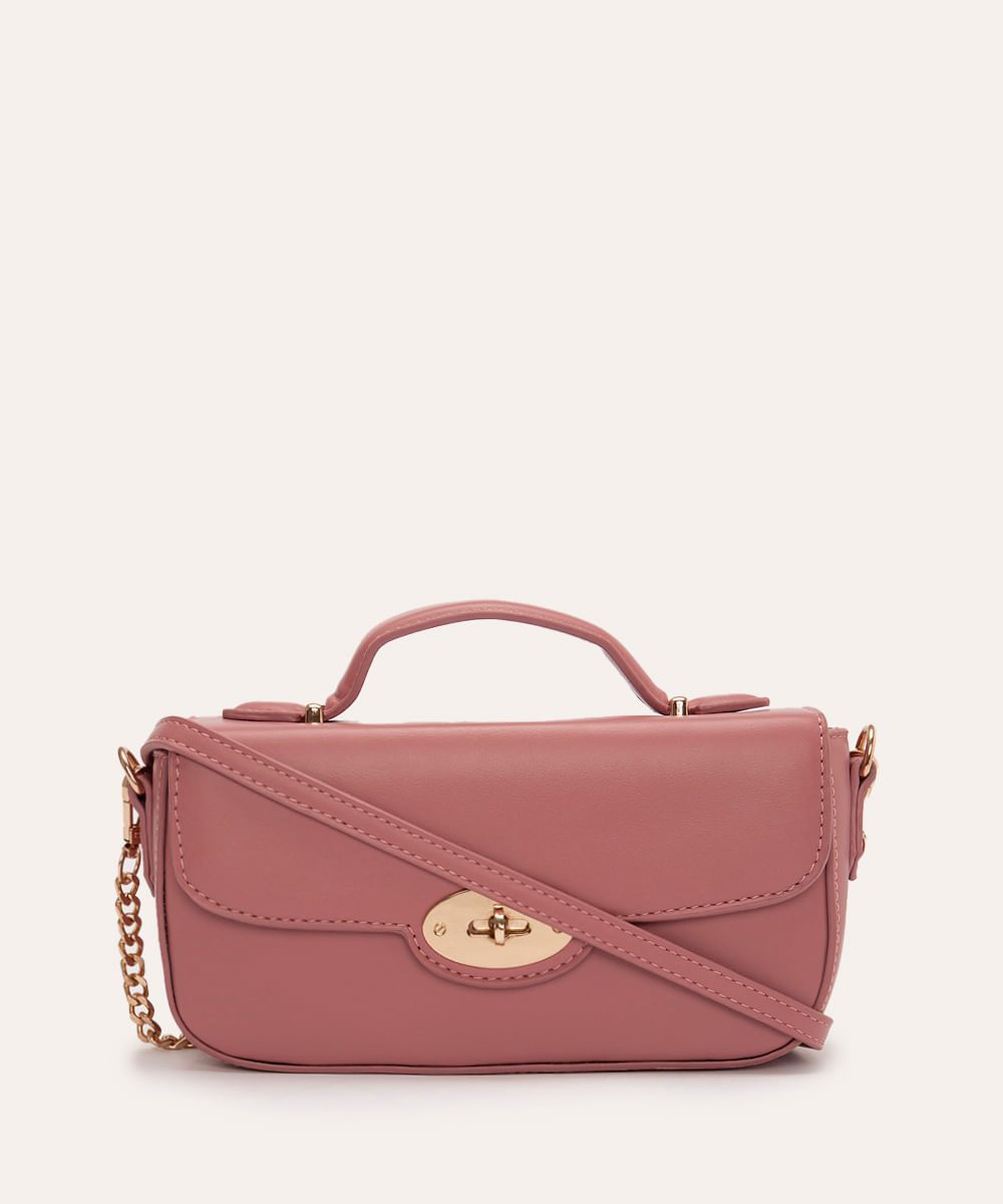bolsa crossbody alça com corrente rosa