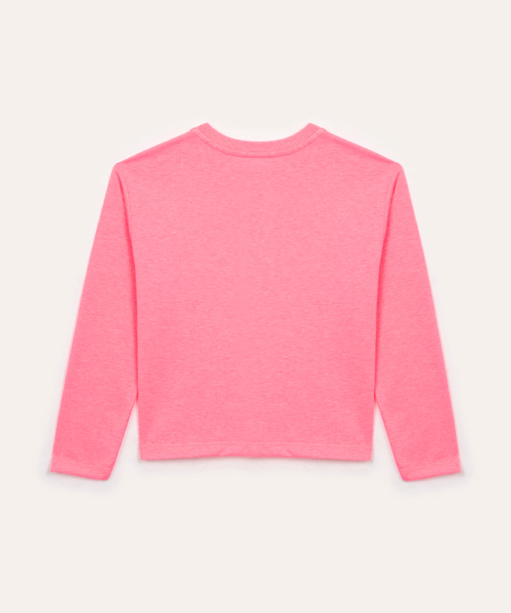 blusa infantil barbie glitter manga longa rosa