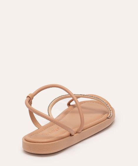 rasteirinha flat com brilhos via uno bege