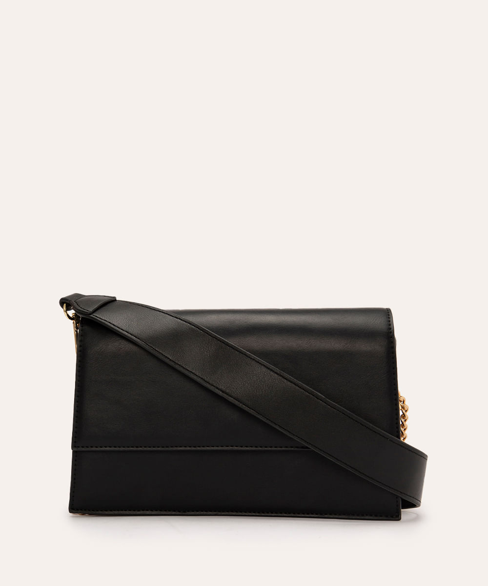 bolsa crossbody com corrente preto
