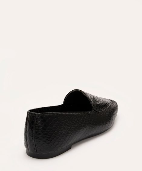 mocassim croco bico quadrado  - PRETO
