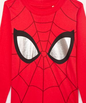 camiseta infantil manga longa homem aranha vermelho