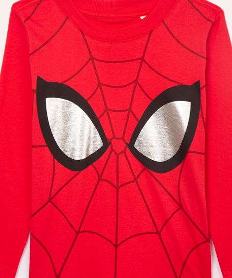 camiseta infantil manga longa homem aranha vermelho