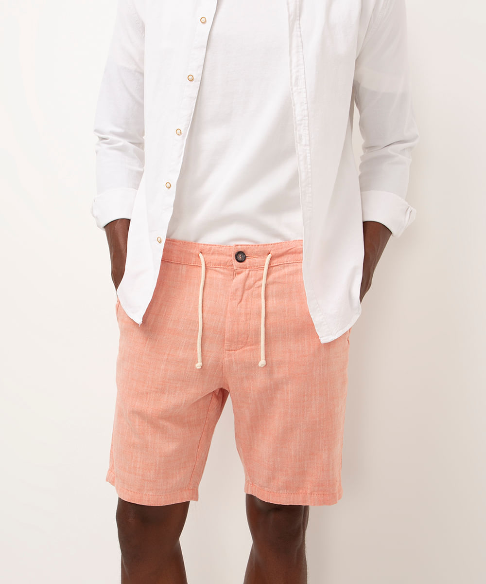 bermuda reta com cordão laranja