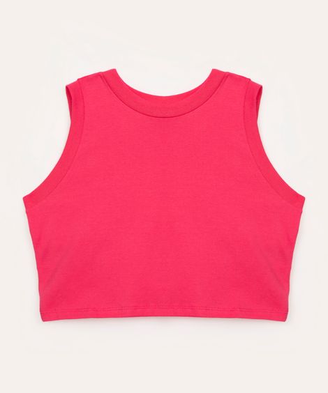 cropped de algodão juvenil alça média rosa