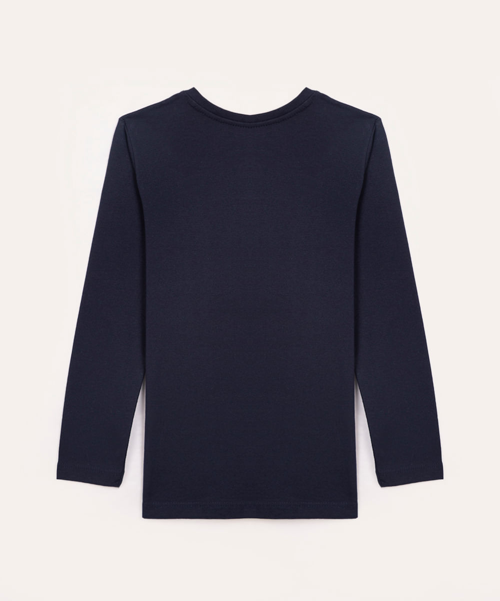 camiseta de algodão infantil azul marinho