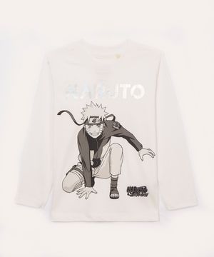 camiseta infantil manga longa naruto branco