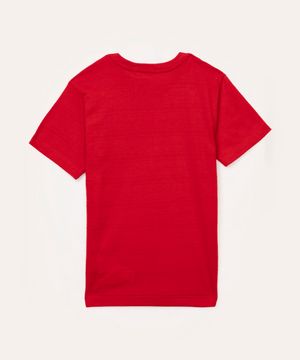 camiseta de algodão infantil com bolso vermelho