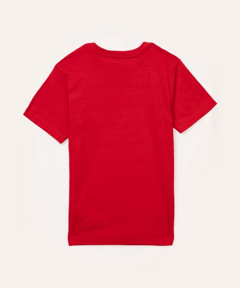 camiseta de algodão infantil com bolso vermelha