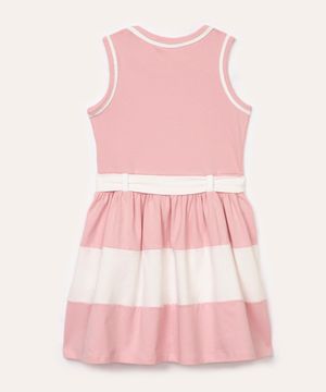 vestido de algodão infantil com laço rosa