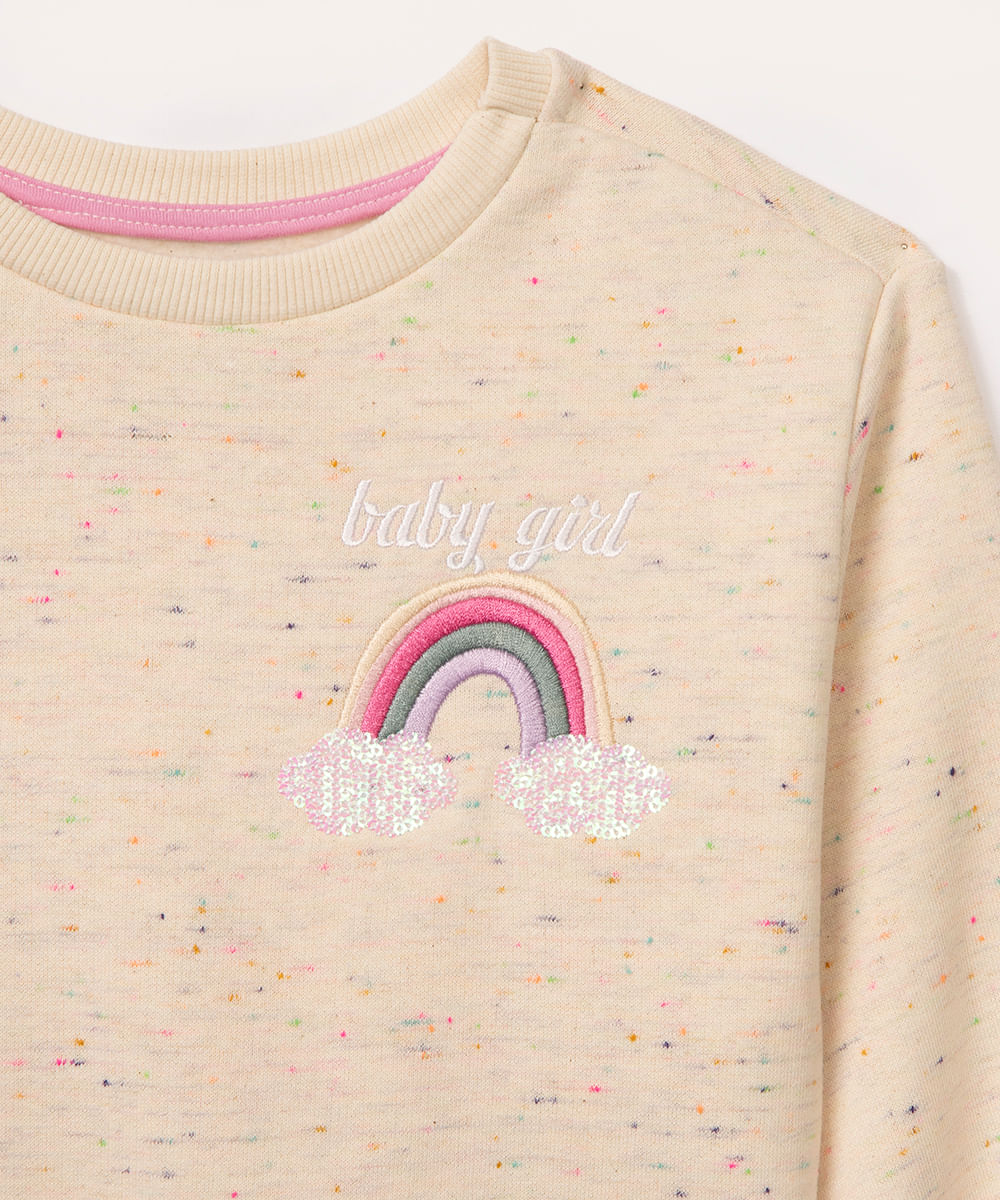 blusão de moletom infantil arco iris rosa claro