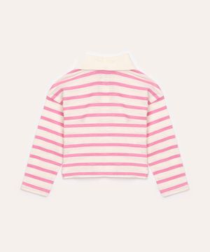 polo de algodão infantil listrado off white
