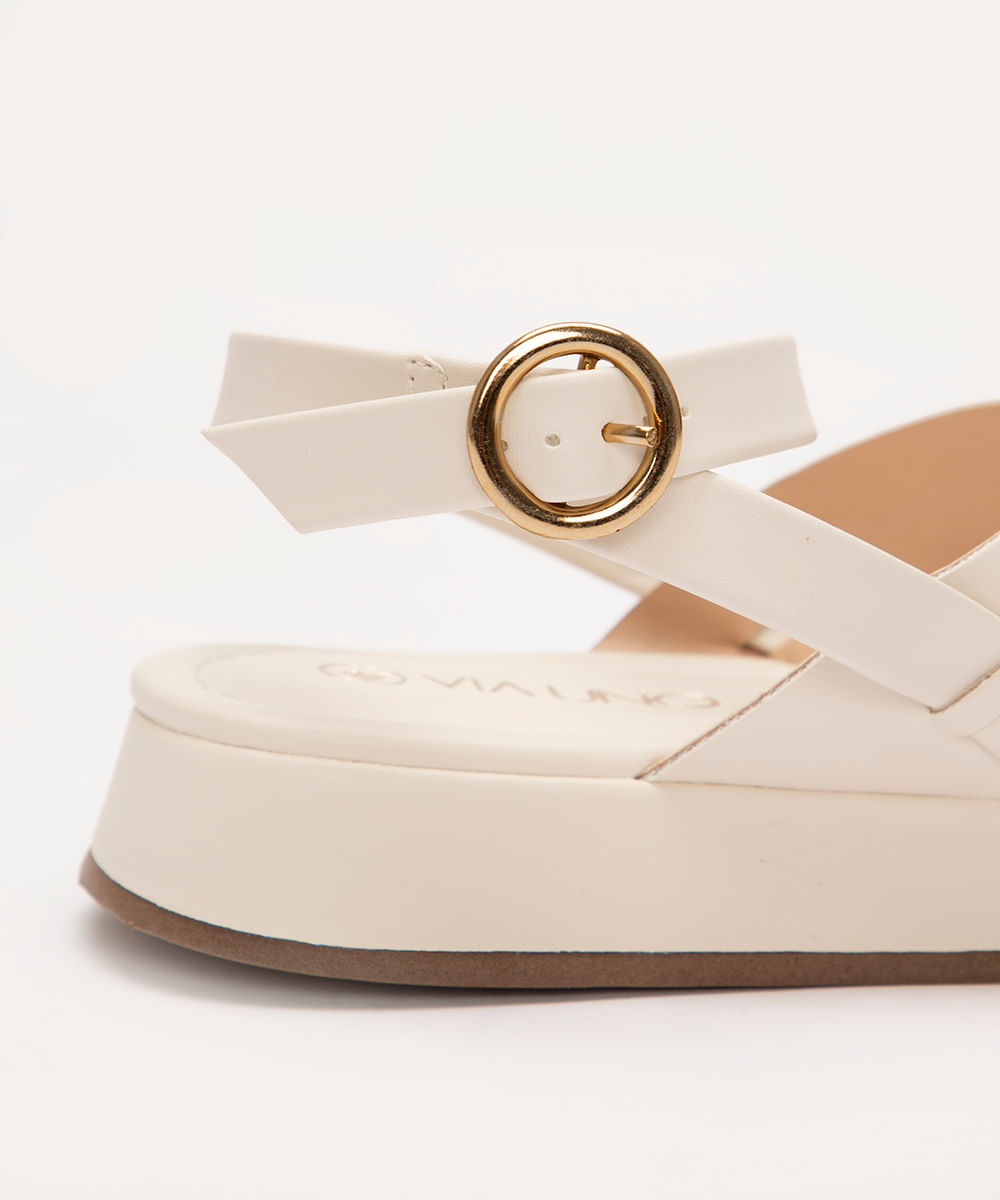 sandália flatform de dedo via uno off white