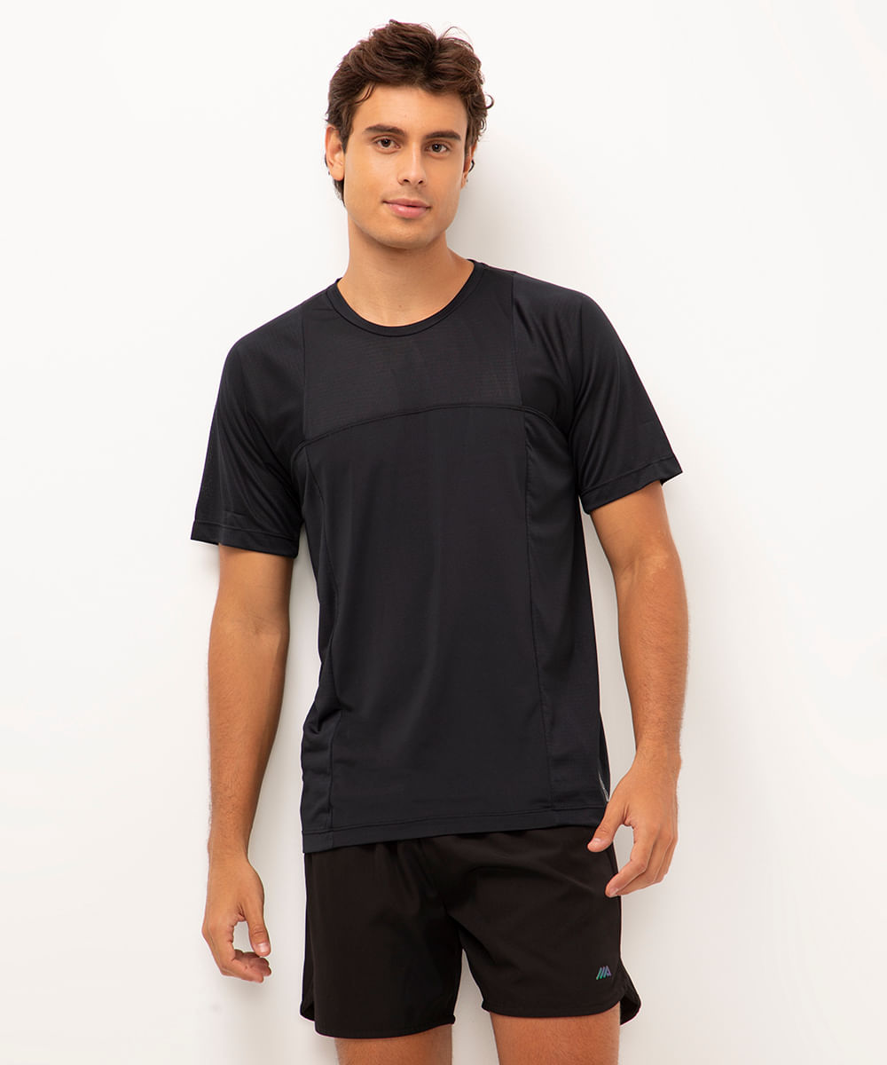 camiseta dry fit esportiva preto