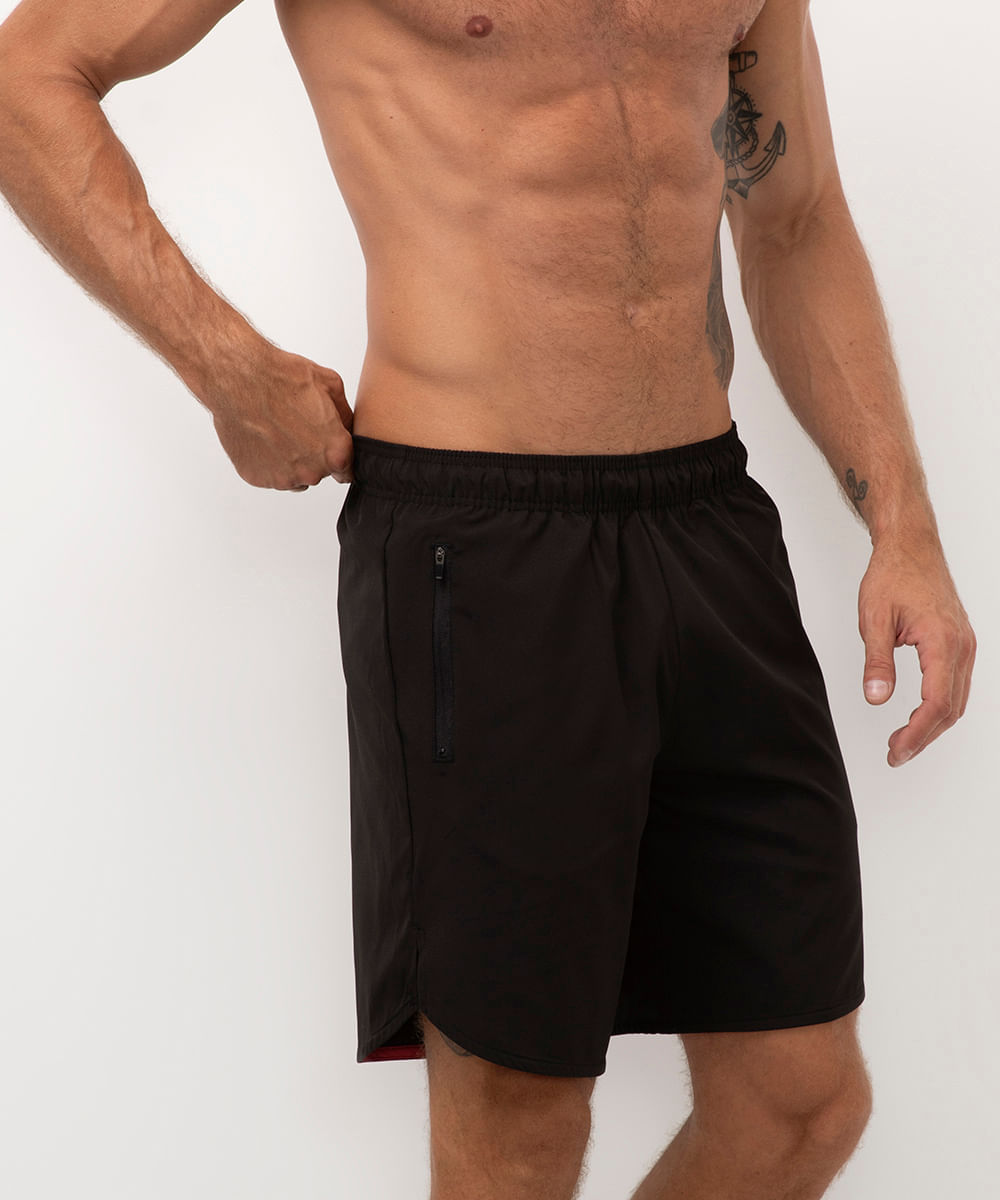 short com elástico esportivo preto