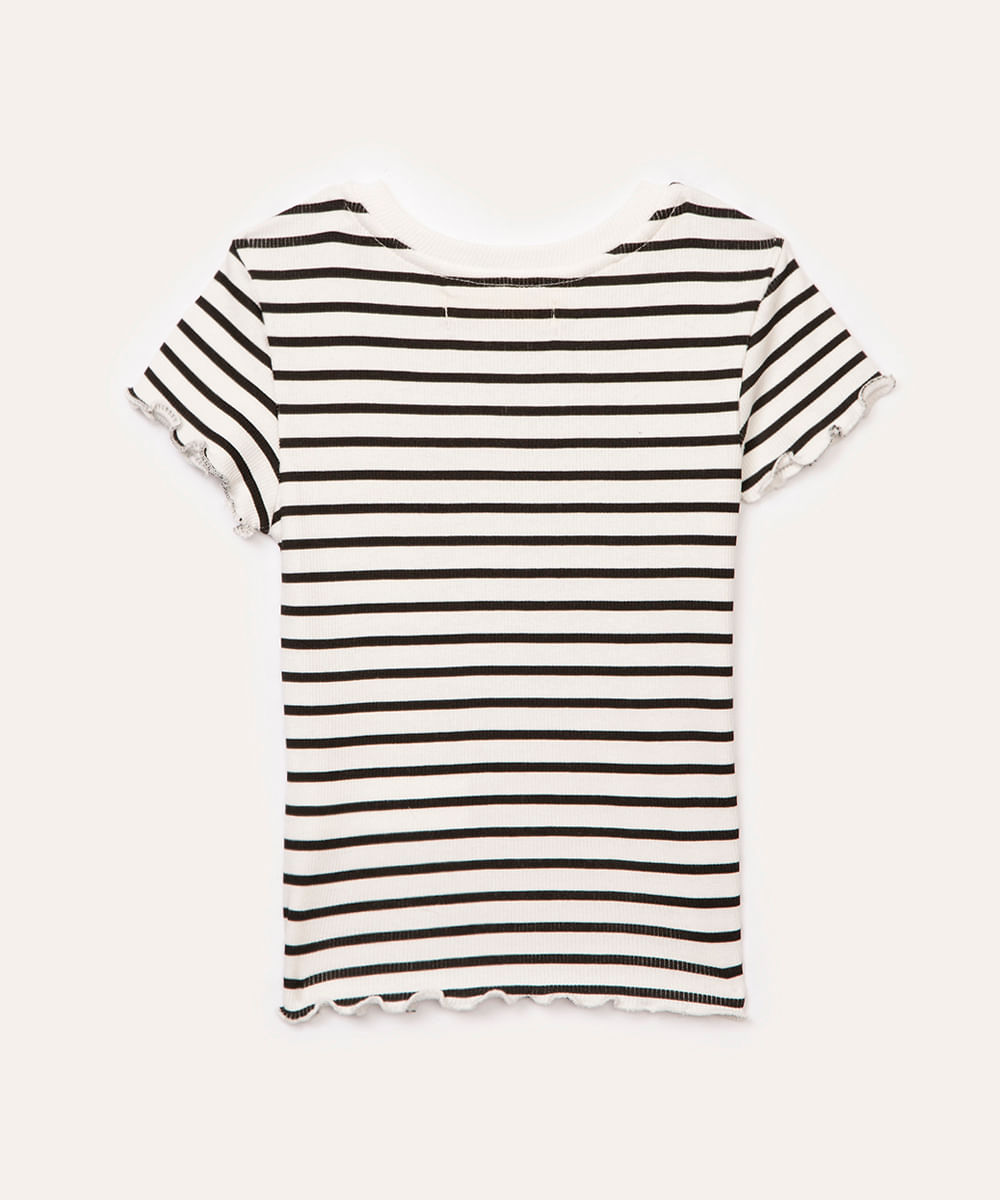 blusa de algodão infantil listrada off white