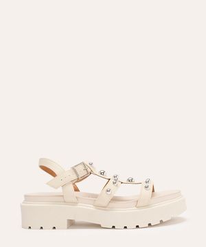 sandália flatform com tachas vizzano branco
