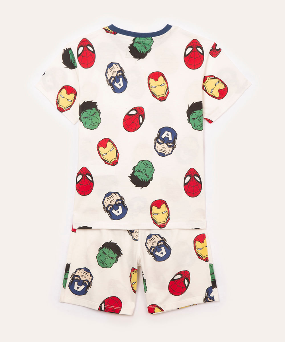 pijama de algodão infantil avengers off white