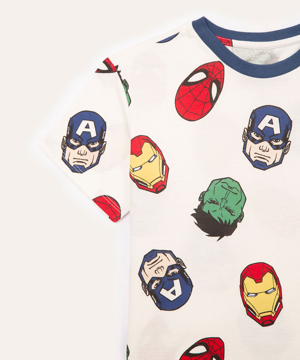 pijama de algodão infantil avengers off white