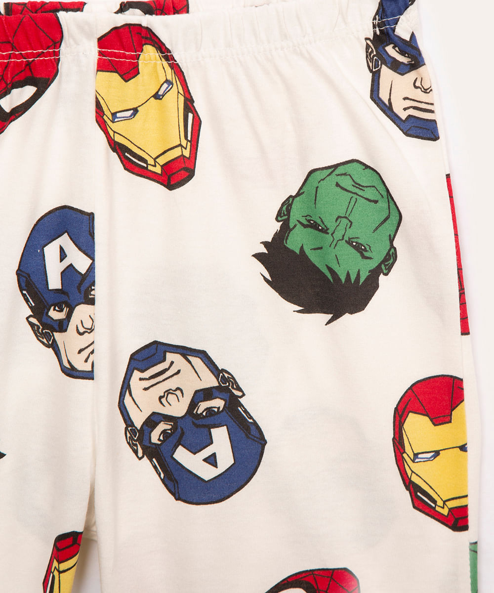 pijama de algodão infantil avengers off white