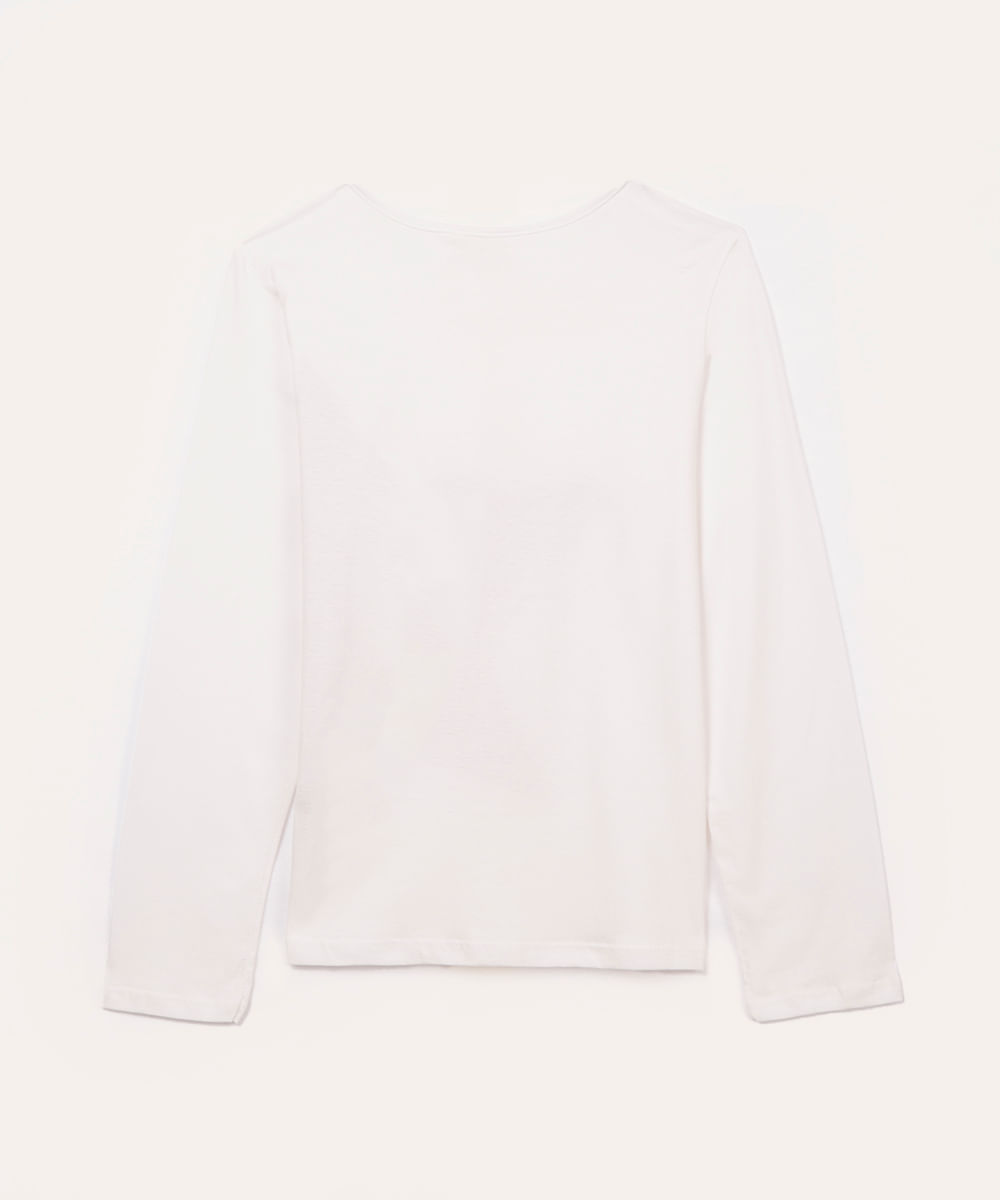 blusa infantil manga longa estrela off white