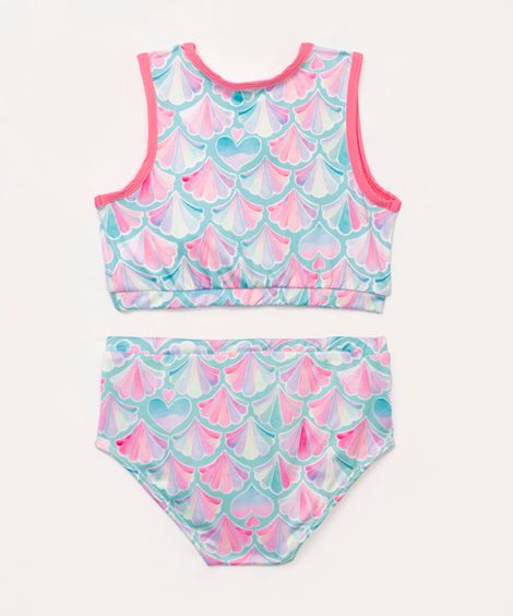 biquíni infantil conchas proteção uv lilás