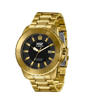 relógio x-watch analógico com calendário xmgs1042 p1kx dourado