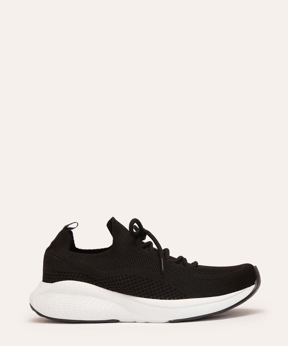 tênis knit esportivo preto