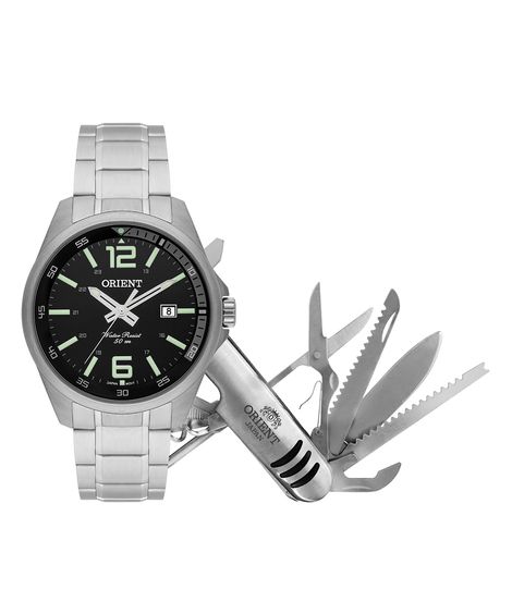 relógio orient analógico com calendário mbss1275 k768p2sx prateado