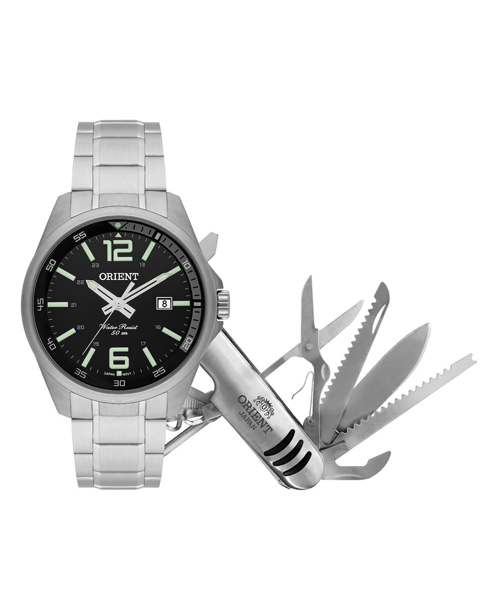 relógio orient analógico com calendário mbss1275 k768p2sx prateado