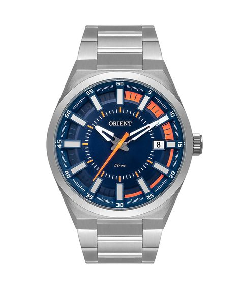 relógio orient analógico com calendário mbss1409 d1sx prateado